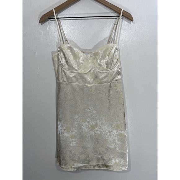 Y2K Coquette Satin Mini Slip Corset Style Dress 8 Fairy Dragon Baddie 90s Club - Picture 1 of 14